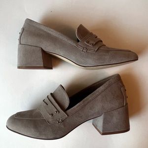 Suede Block Heel Loafers Women’s Size 9.5